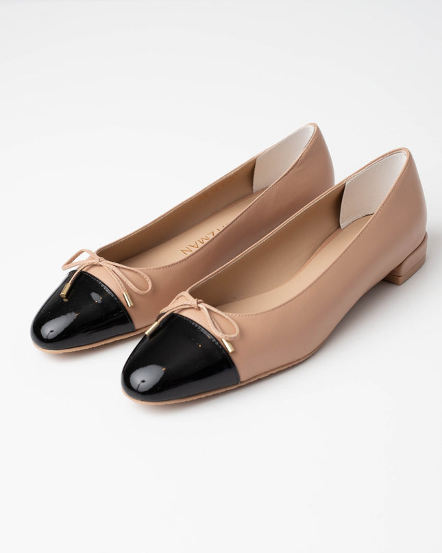 Stuart Weitzman Sleek Bow Leather Ballerina Flats