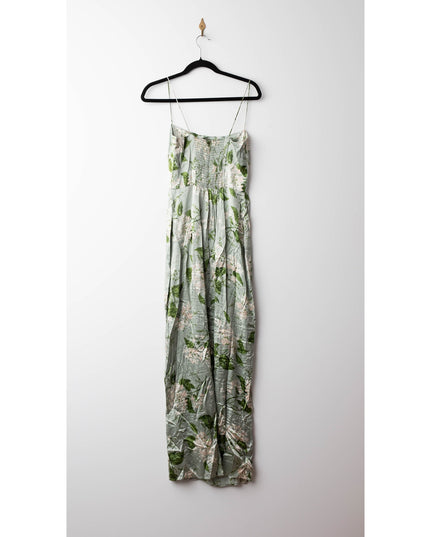 Reformation Frankie Silk Gown in Green Floral