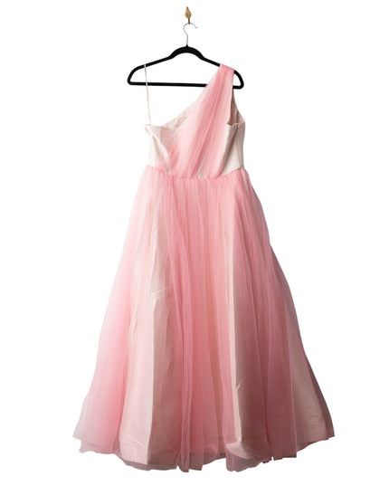 Badgley Mischka Pink One Shoulder Tulle Gown