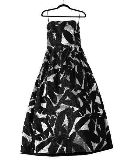 Oscar de la Renta Black Strapless Midi Dress