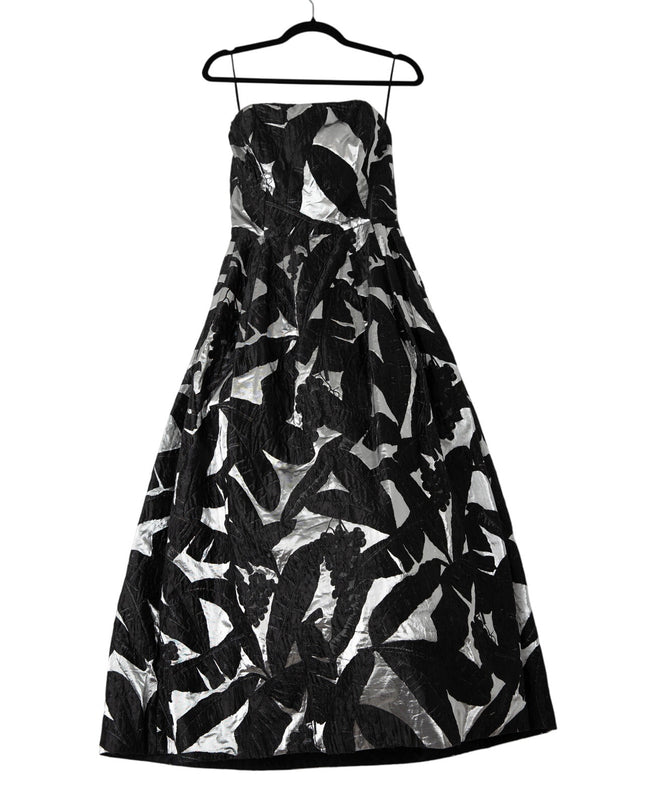Oscar de la Renta Black Strapless Midi Dress