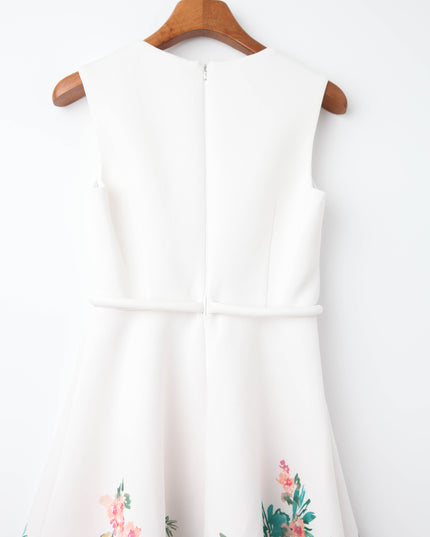 Badgley Mischka Printed Full Skirt Midi Dress