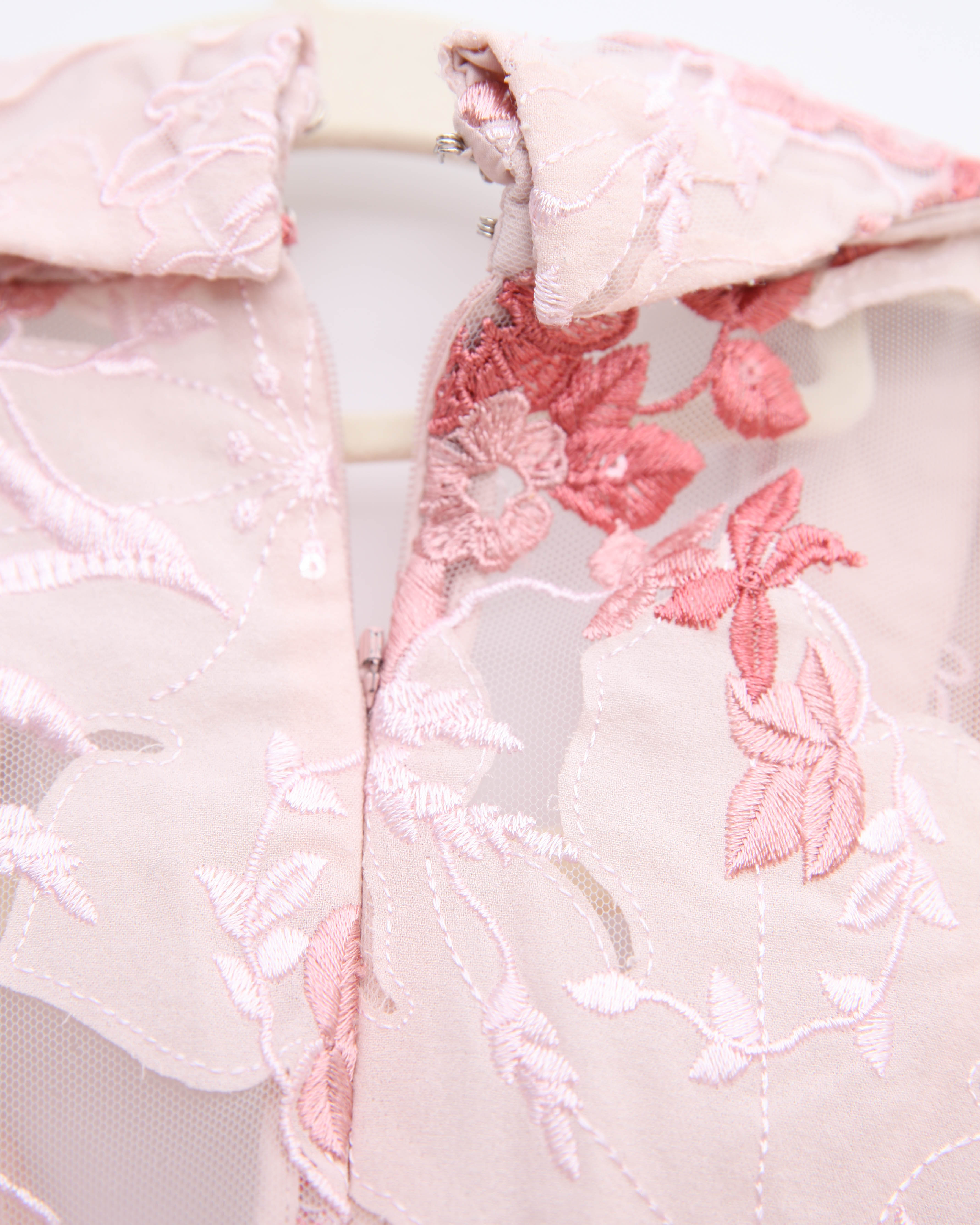 Badgley Mischka Lace Applique Pink Floral Shirt Dress-Size 6