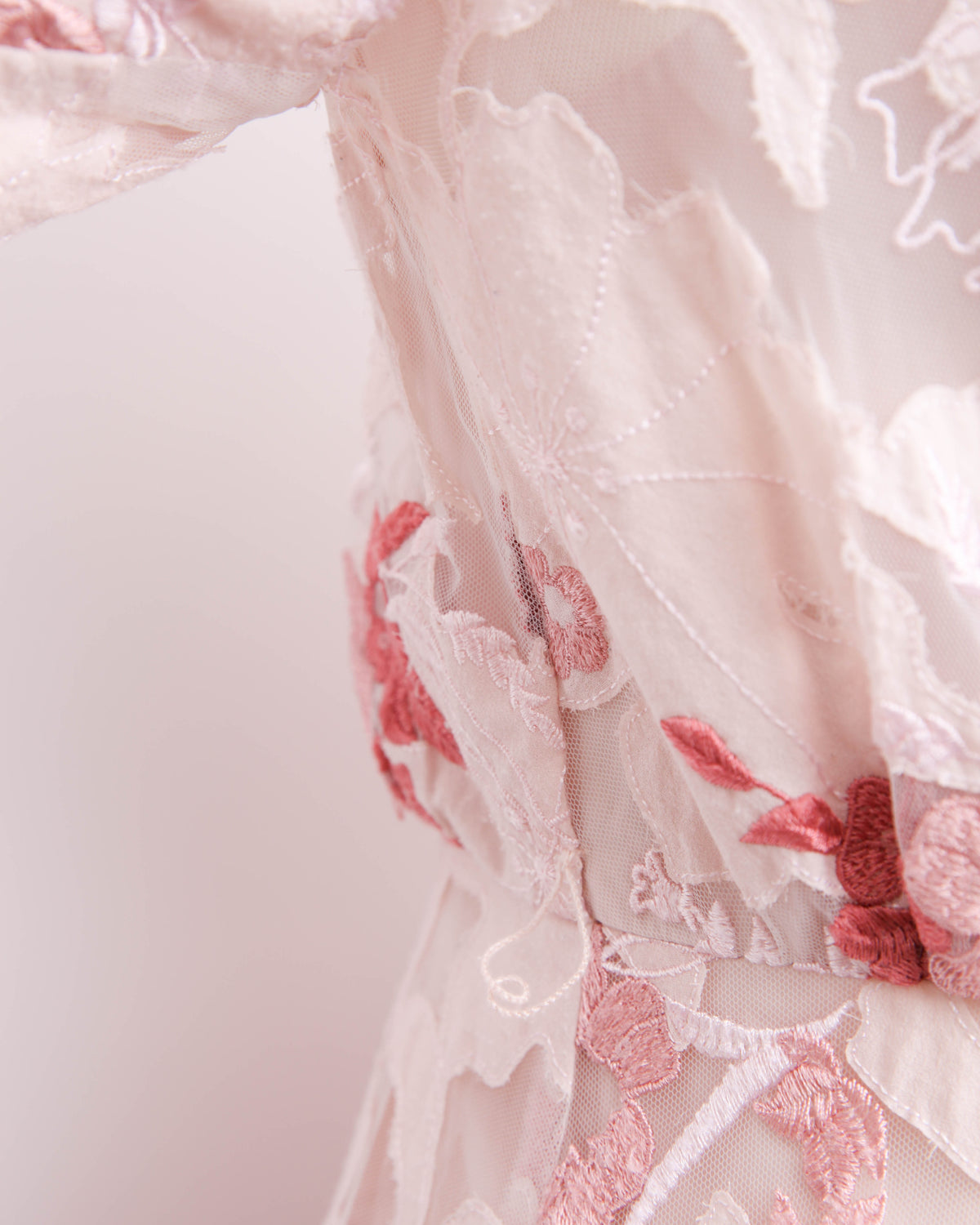 Badgley Mischka Lace Applique Pink Floral Shirt Dress-Size 4