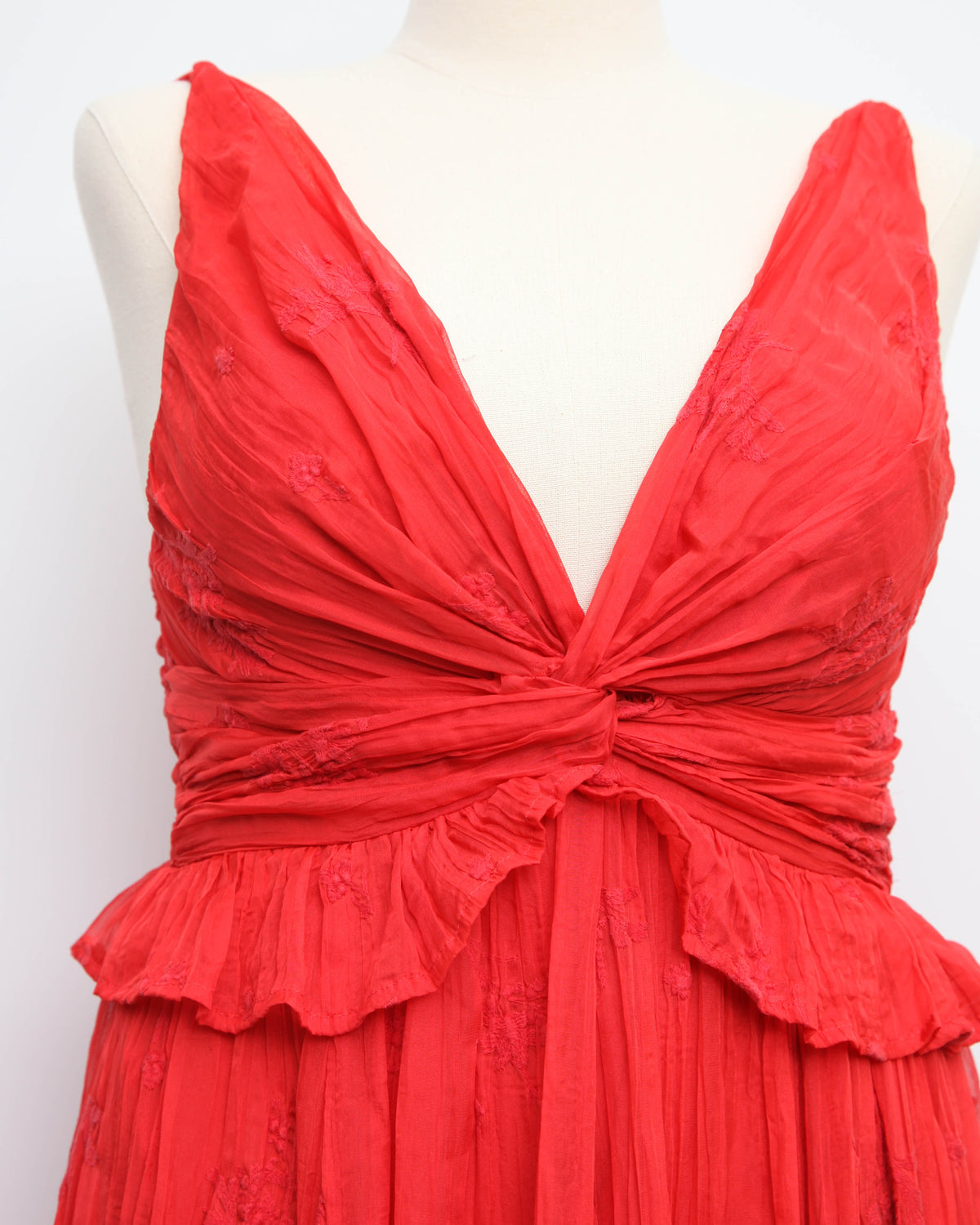 Sabina Musayev Camellia Red Maxi Dress Size XL