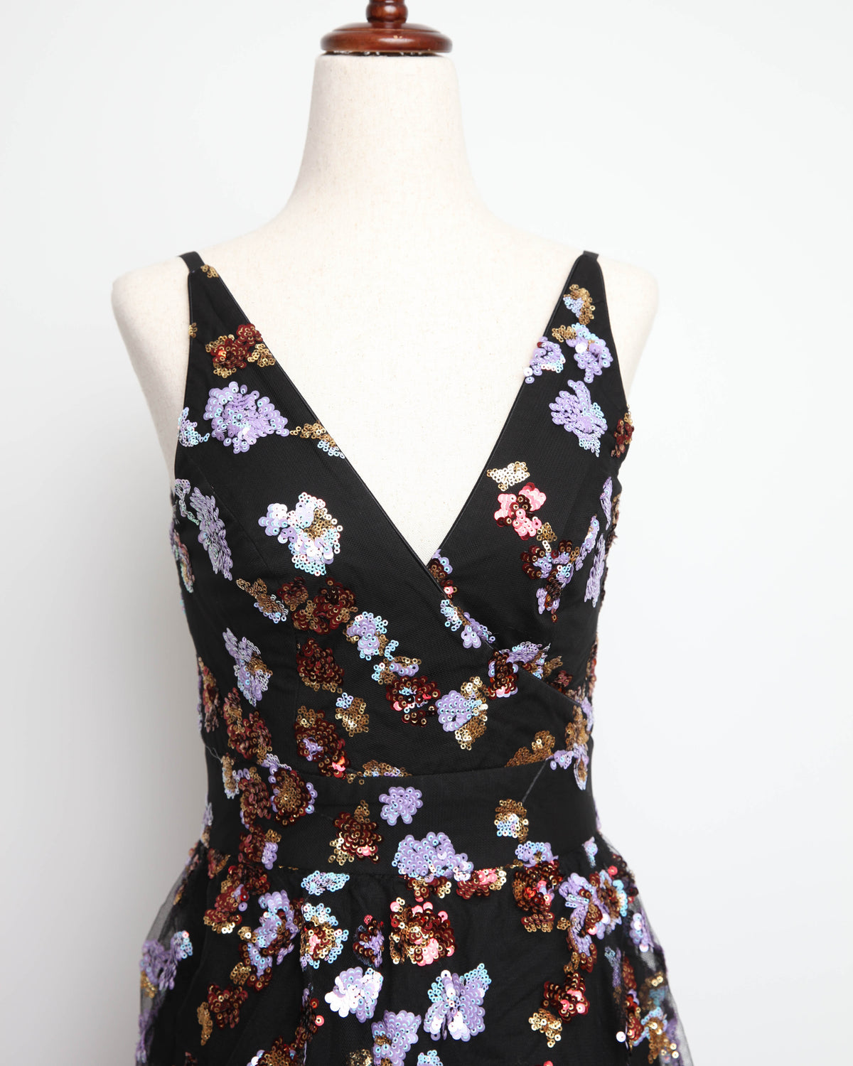 Dress The Population Lorain Sequin Tiered Ruffle Gown-Size S