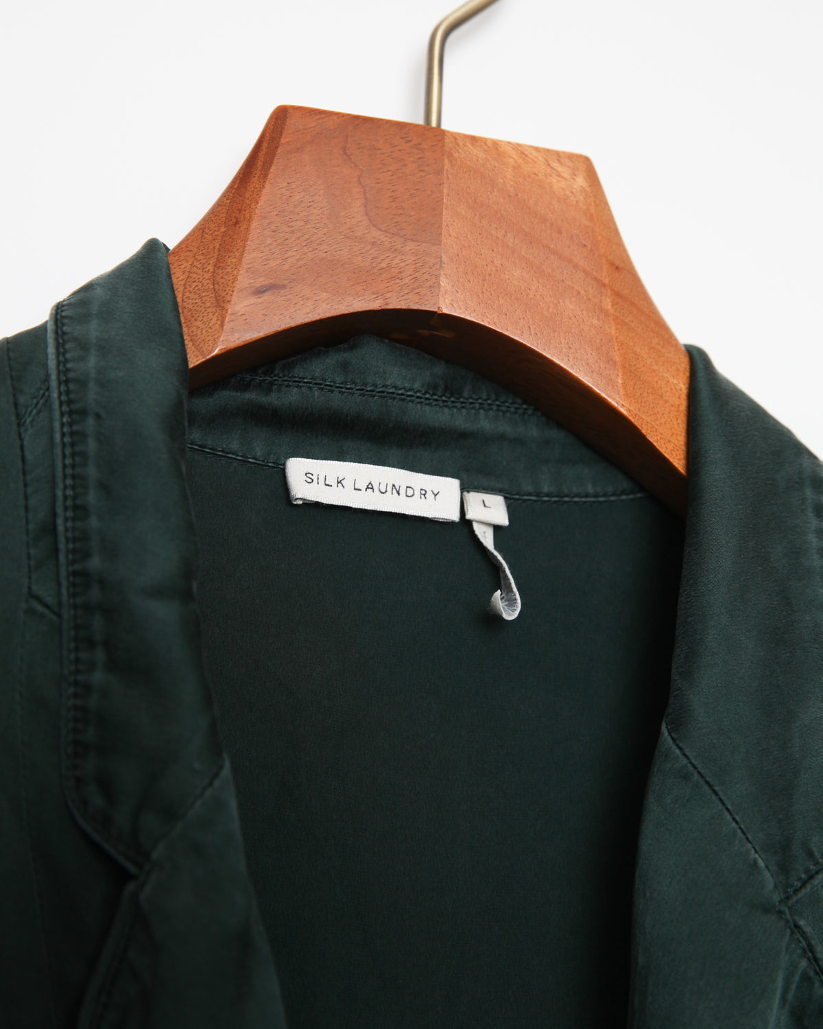 SILK LAUNDRY Relaxed Green Silk Blazer Size US L