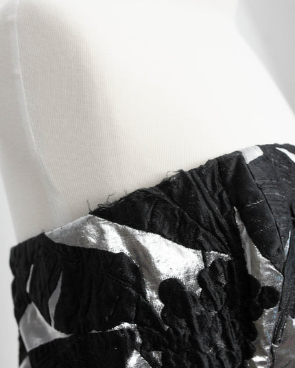 Oscar de la Renta Black Strapless Jacquard Midi Dress – Size 10