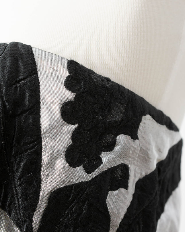 Oscar de la Renta Black Strapless Jacquard Midi Dress – Size 10