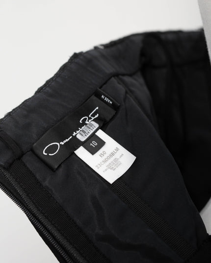 Oscar de la Renta Black Strapless Jacquard Midi Dress – Size 10