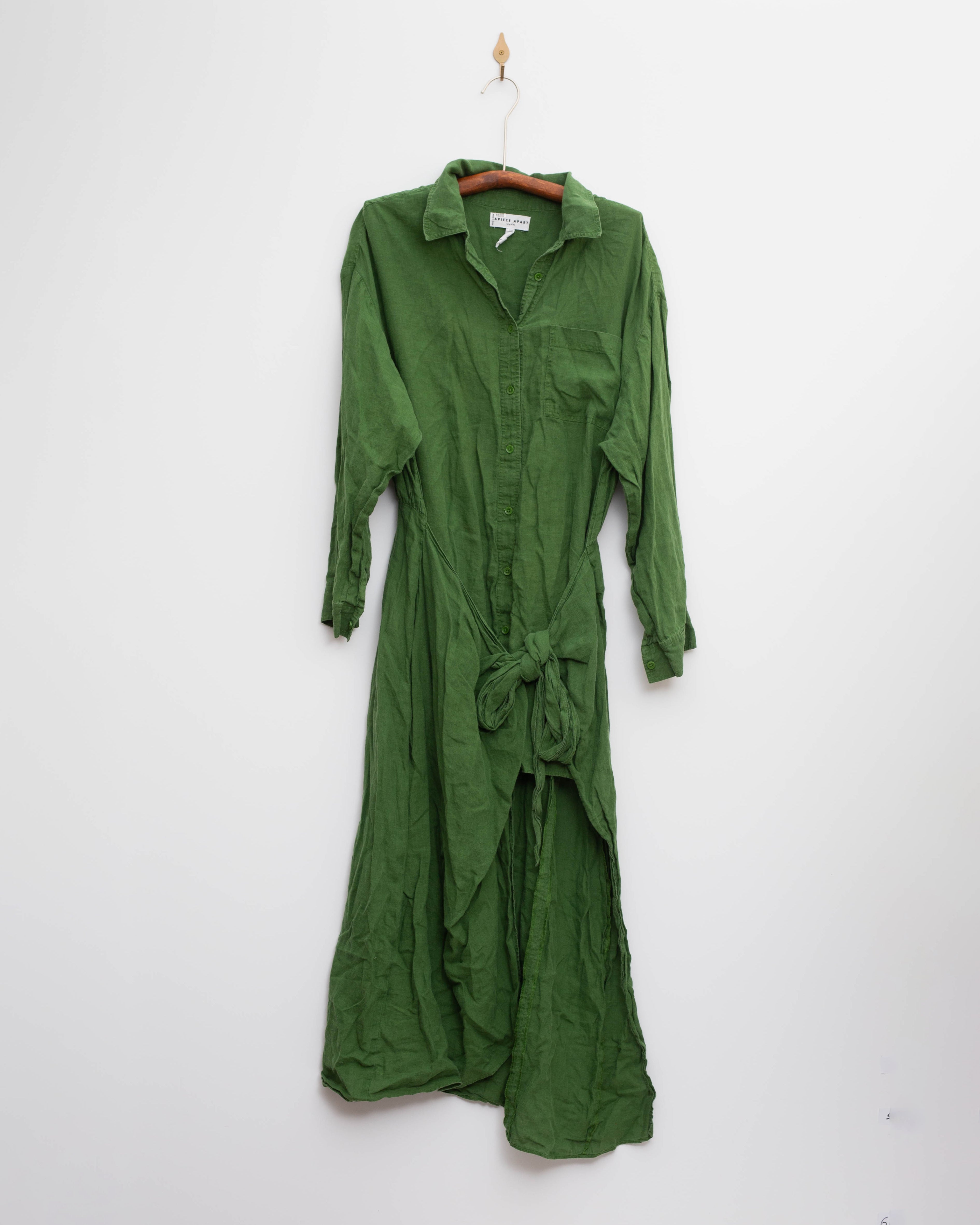 Apiece Apart Alessandra Sarong Shirt Dress in Green-Size 12