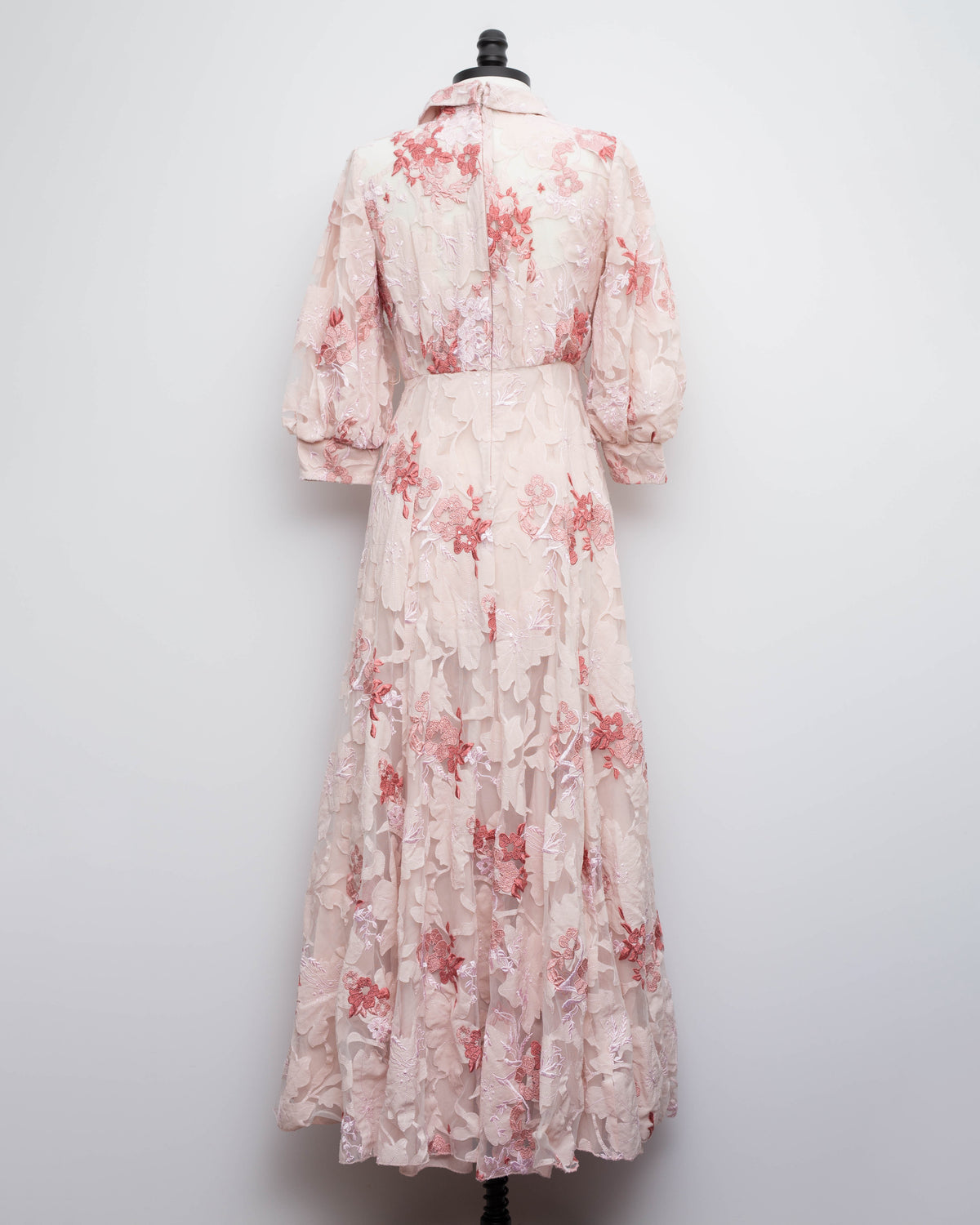 Badgley Mischka Lace Applique Pink Floral Shirt Dress-Size 4