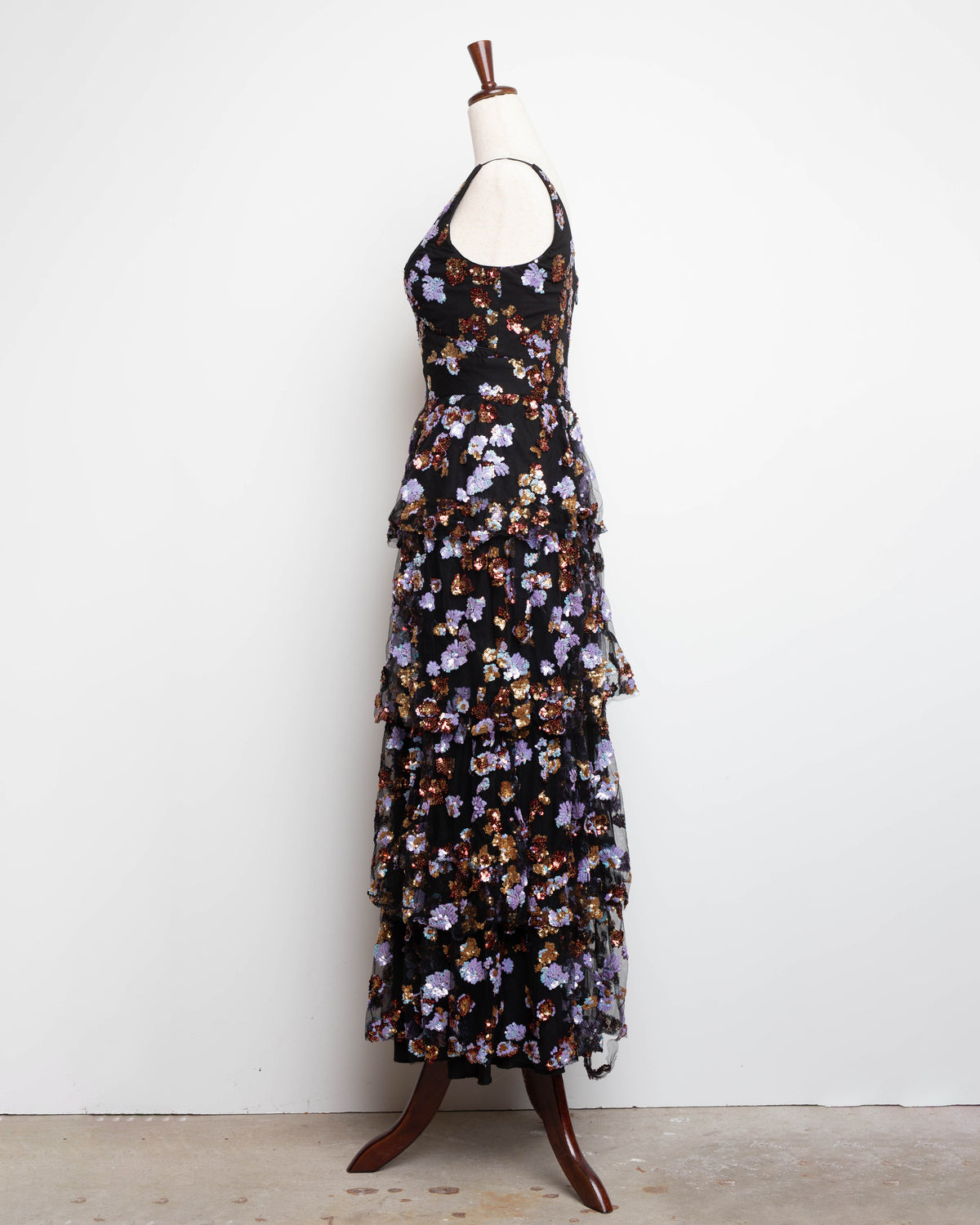 Dress The Population Lorain Sequin Tiered Ruffle Gown-Size S
