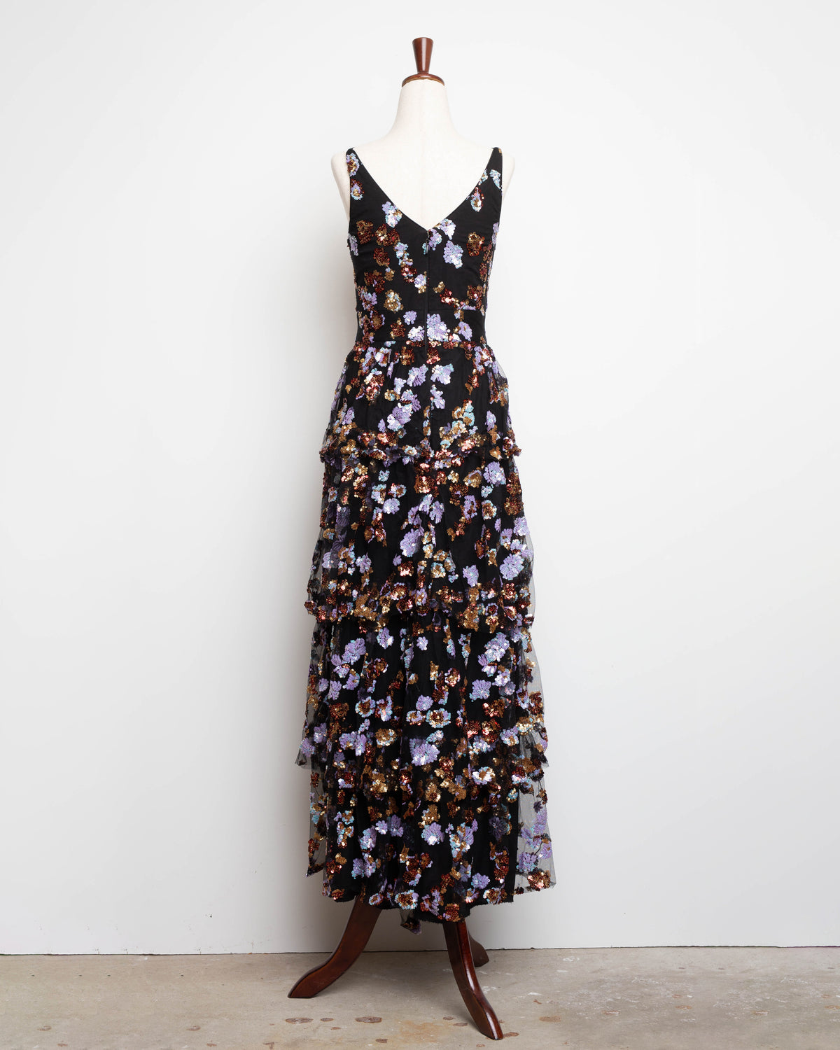 Dress The Population Lorain Sequin Tiered Ruffle Gown-Size S