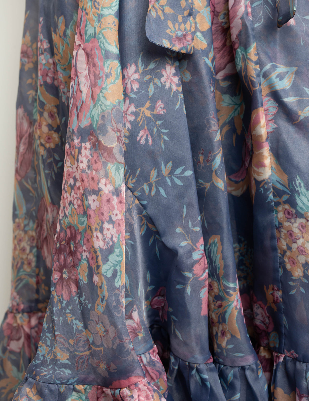 Selkie Romance Novel Blue Floral Organza Off the Shoulder Gown Size L