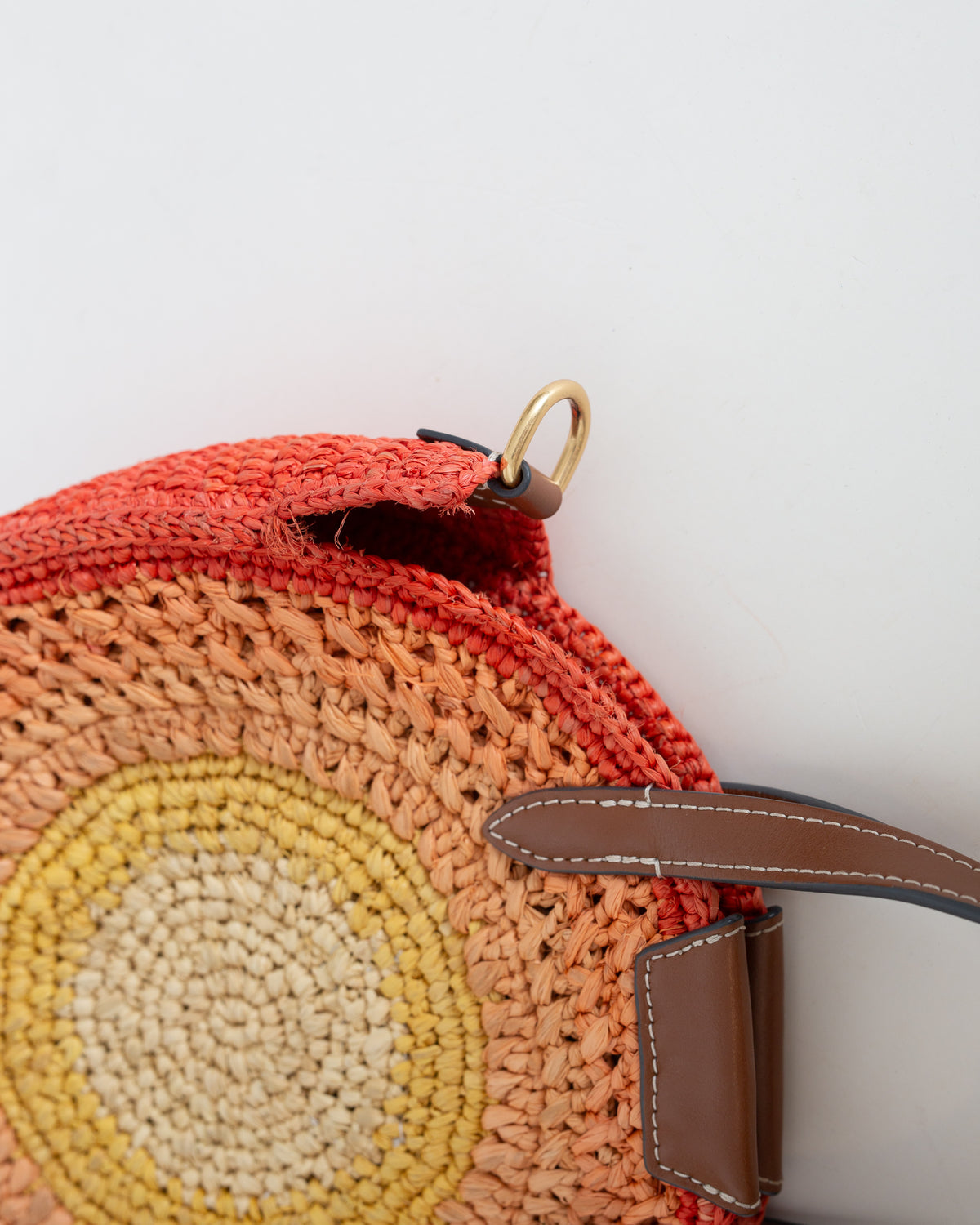 Anya Hindmarch Small Round Bow Raffia Tote – Orange Ombré