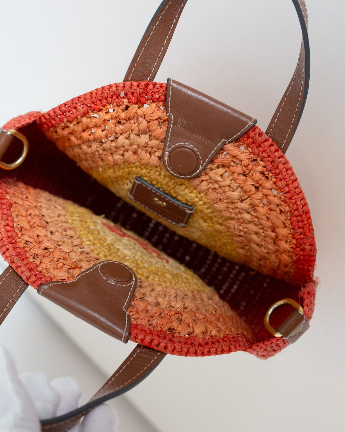 Anya Hindmarch Small Round Bow Raffia Tote – Orange Ombré
