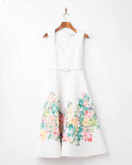 Badgley Mischka Printed Full Skirt Midi Dress