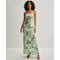 Reformation Frankie Silk Gown in Green Floral