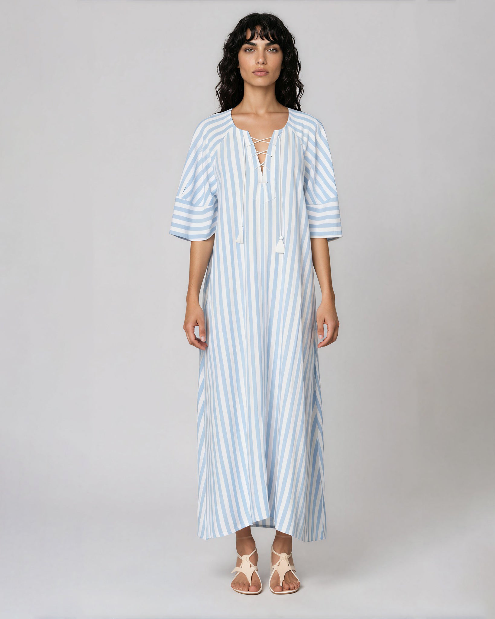 Vanessa Bruno Brooklyn Striped Midi Dress Blue/White Size S