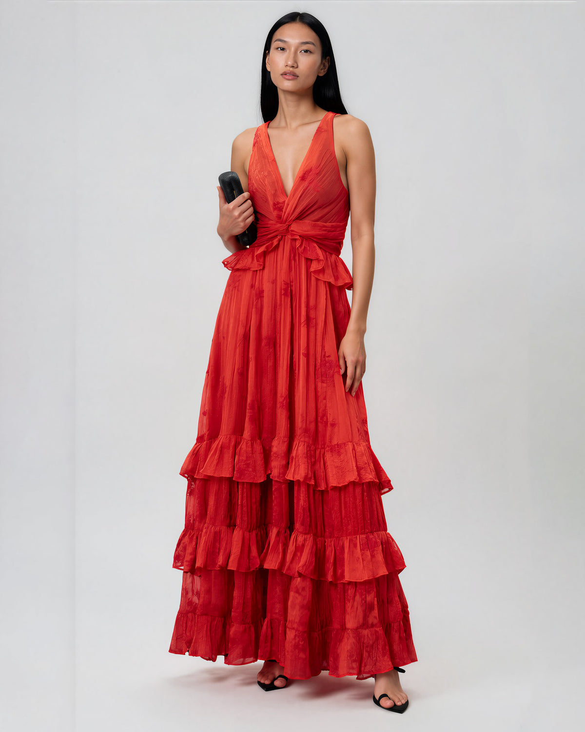 Sabina Musayev Camellia Red Maxi Dress Size XL