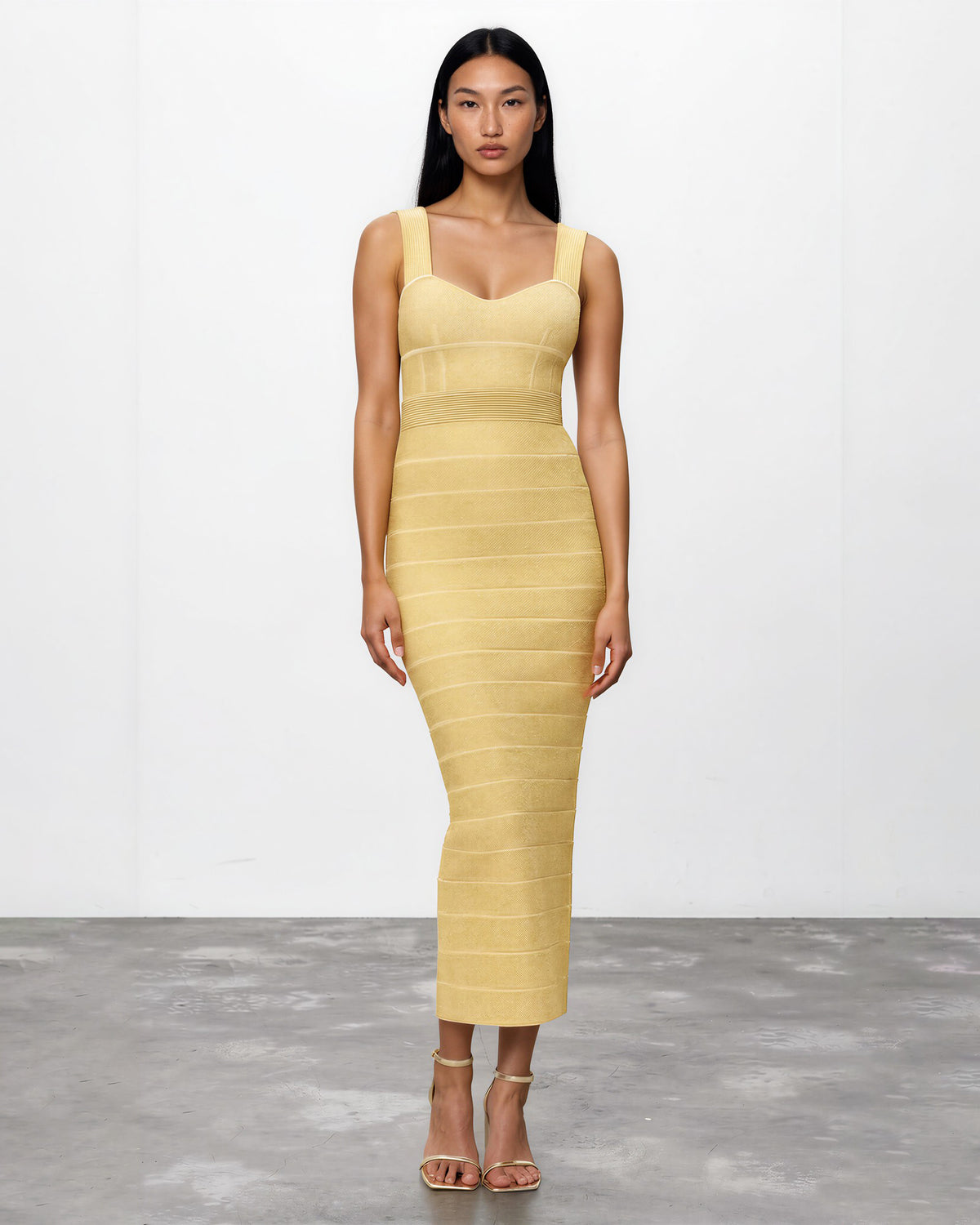 Hervé Léger Metallic Gold Textured Lurex Sweetheart Gown — Size XXS NWT