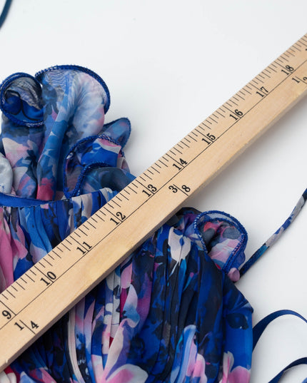 Ieena for Mac Duggal Blue Floral Cutout Gown