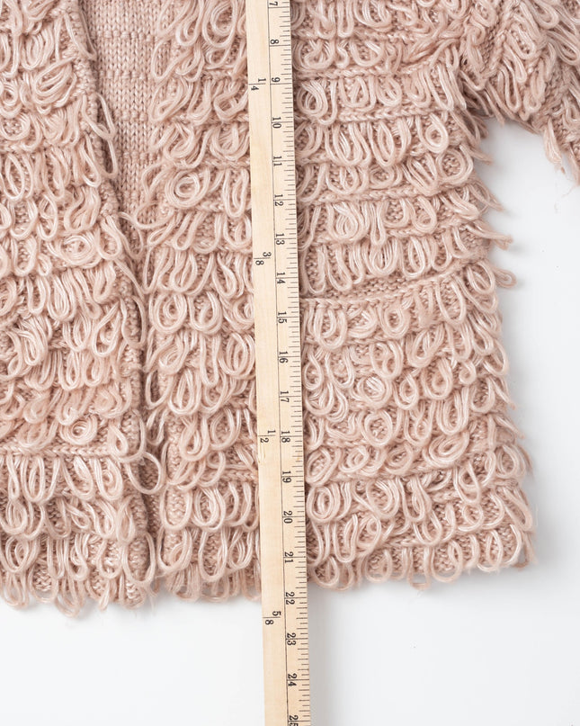 The Great. The Short Monster Loop Knit Cardigan Sweater Open Front TanAIAI