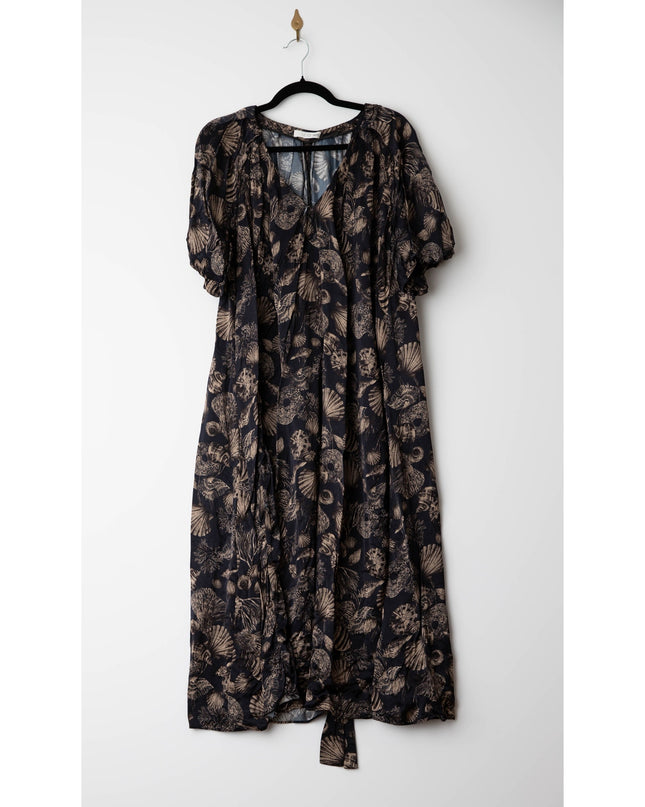 Co Puff Sleeve Black Printed Viscose Dress