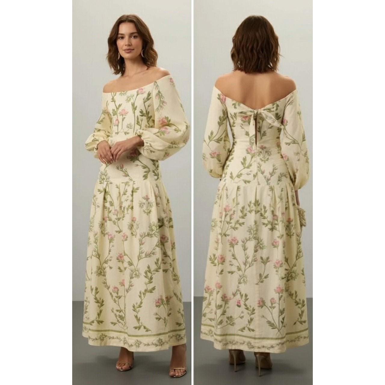Agua by Agua Bendita Senlis Oasis Off - The - Shoulder Linen Maxi Dress - Wind & Song