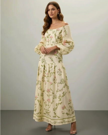 Agua by Agua Bendita Senlis Oasis Off - The - Shoulder Linen Maxi Dress - Wind & Song