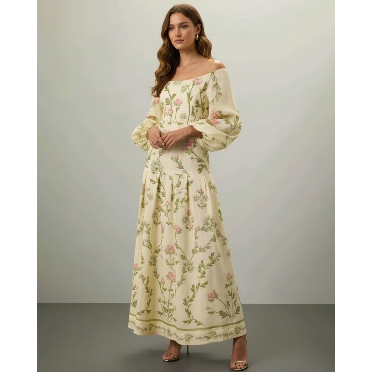 Agua by Agua Bendita Senlis Oasis Off - The - Shoulder Linen Maxi Dress - Wind & Song