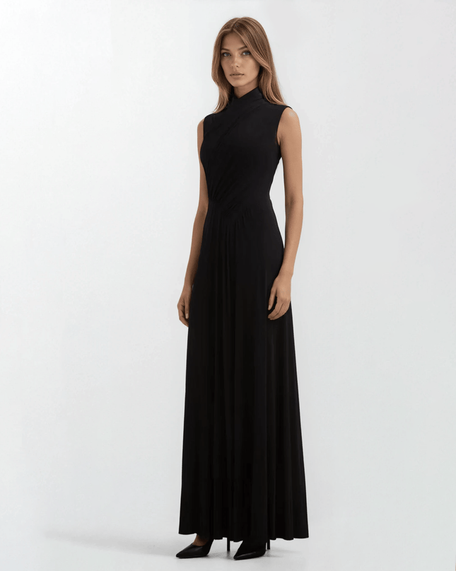 Alberta Ferretti Jersey High Neck Gown in Black - Wind & Song