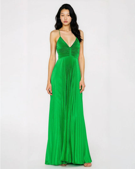 A.L.C. Aries Green Satin Maxi Dress Size 10 – Sweetheart A - Line - Wind & Song
