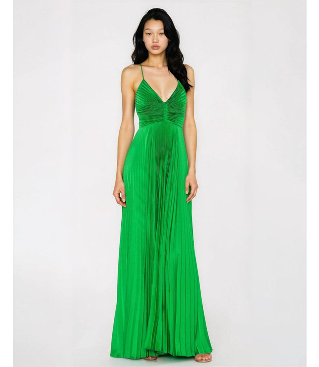 A.L.C. Aries Green Satin Maxi Dress Size 10 – Sweetheart A - Line - Wind & Song