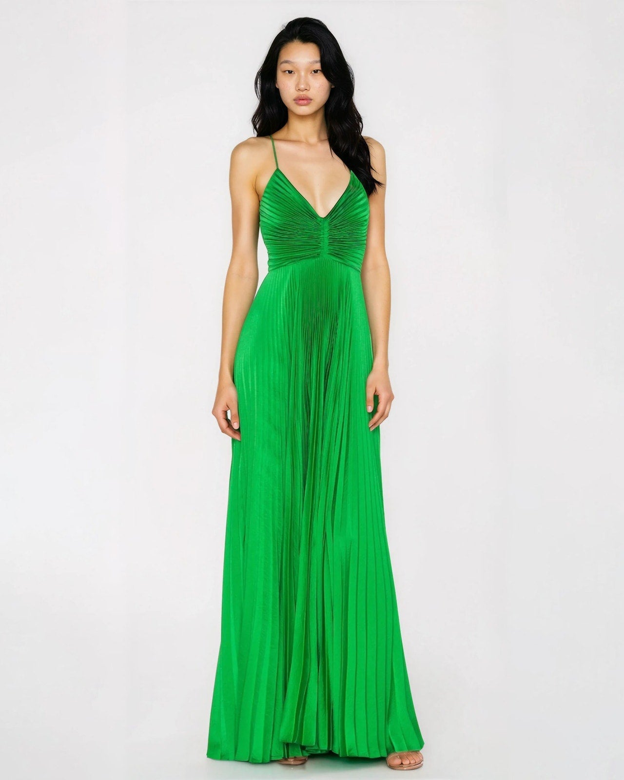 A.L.C. Aries Green Satin Maxi Dress Size 10 – Sweetheart A - Line - Wind & Song