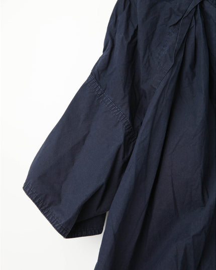 A.L.C. Chloe Blue Cotton Puff Sleeve Blouse – 3/4 Sleeve Crew Neck Button - Down - Wind & Song