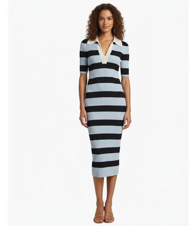 A.L.C. Darcy Rugby - Striped Midi - Dress in Midnight Sky Blue Parchment - Wind & Song