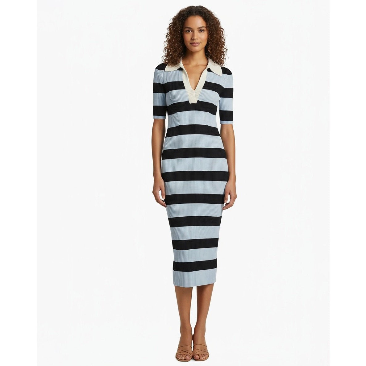A.L.C. Darcy Rugby - Striped Midi - Dress in Midnight Sky Blue Parchment - Wind & Song