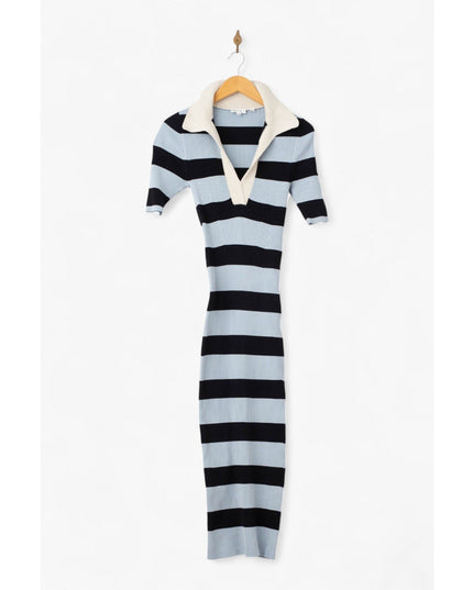 A.L.C. Darcy Rugby - Striped Midi - Dress in Midnight Sky Blue Parchment - Wind & Song