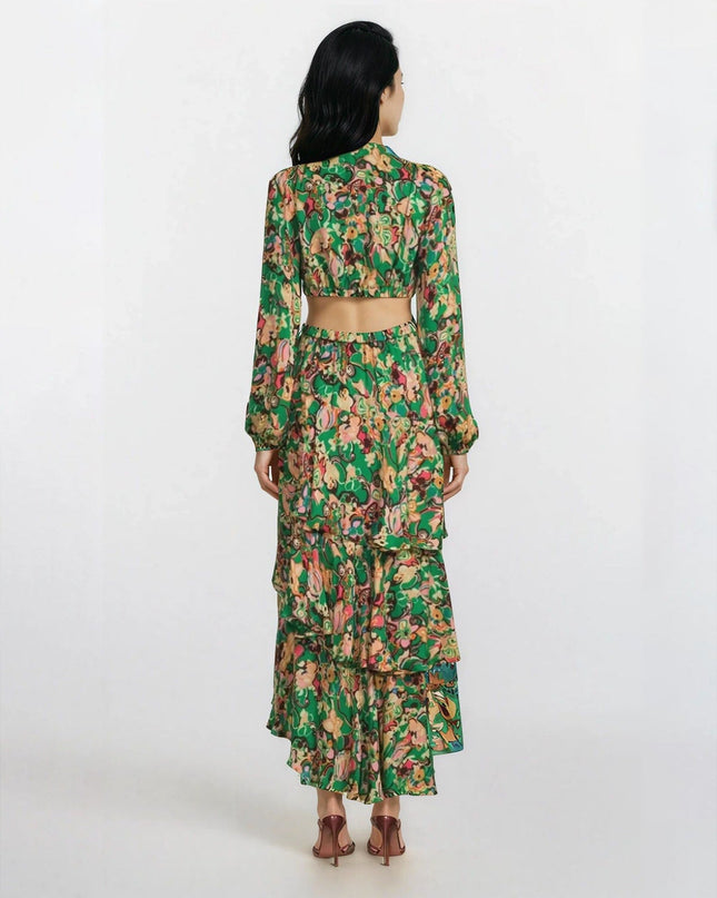 A.L.C. Women’s Bell Print Layered Cutout Maxi Dress - Wind & Song