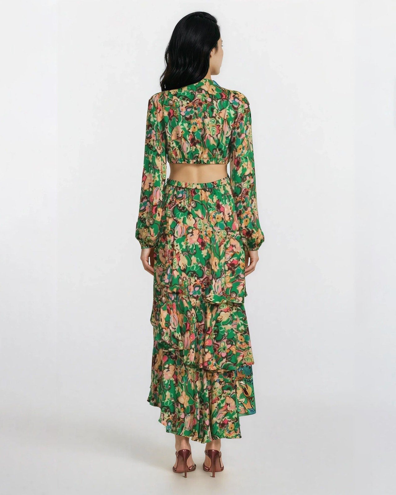A.L.C. Women’s Bell Print Layered Cutout Maxi Dress - Wind & Song