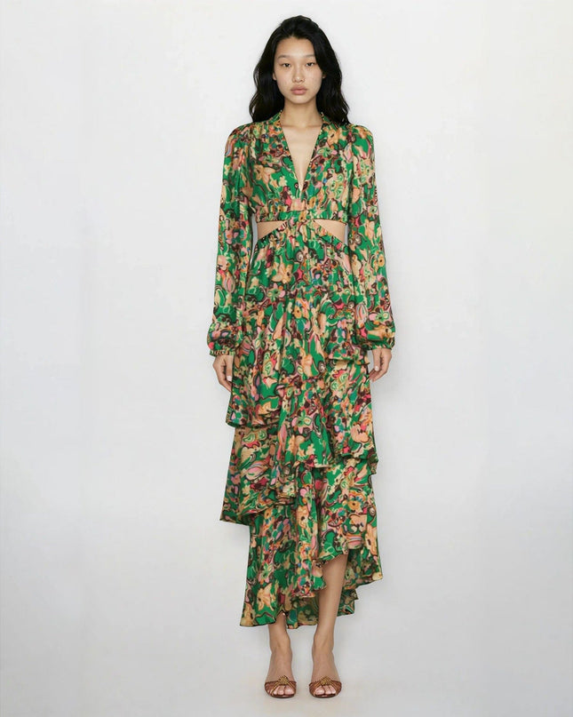 A.L.C. Women’s Bell Print Layered Cutout Maxi Dress - Wind & Song