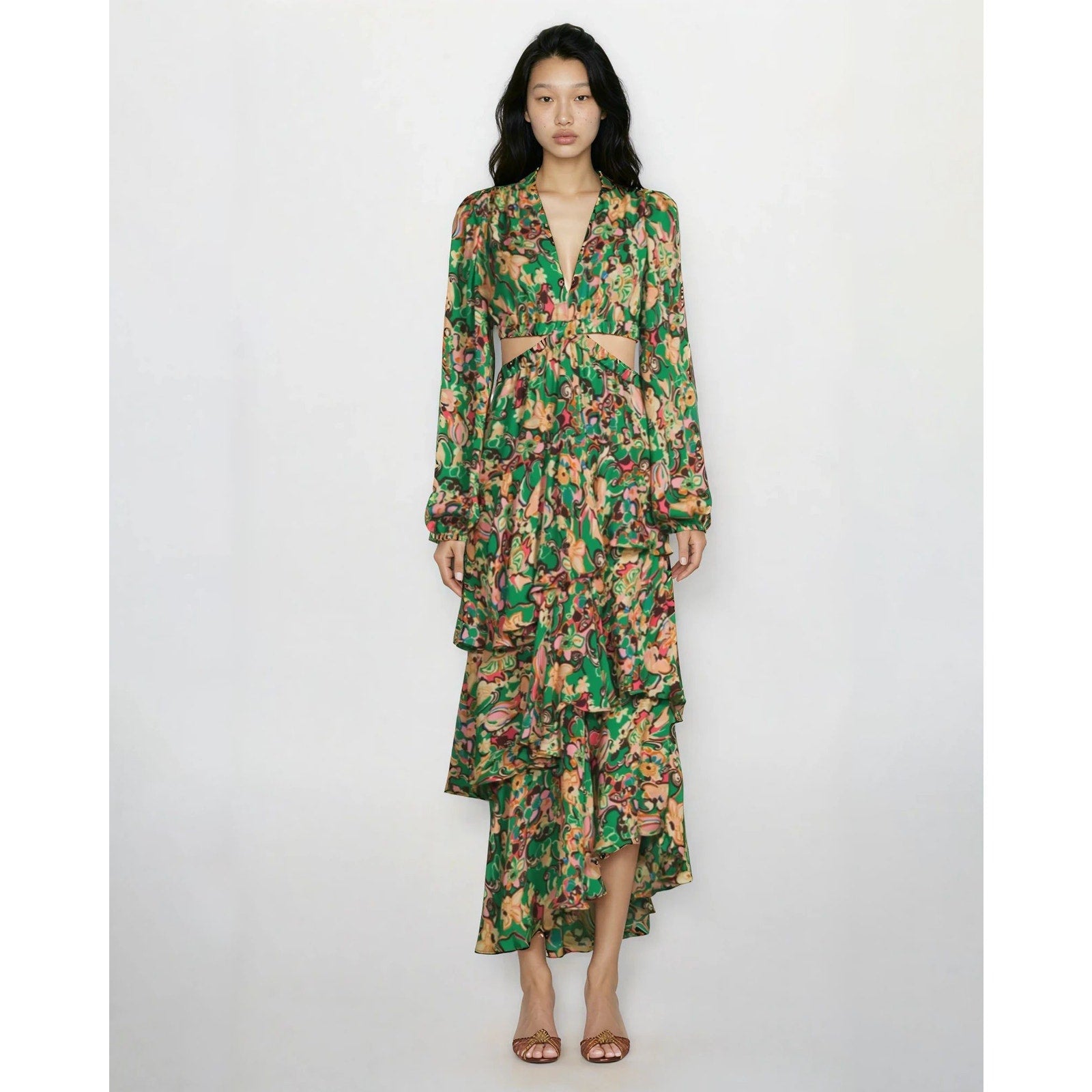 A.L.C. Women’s Bell Print Layered Cutout Maxi Dress - Wind & Song