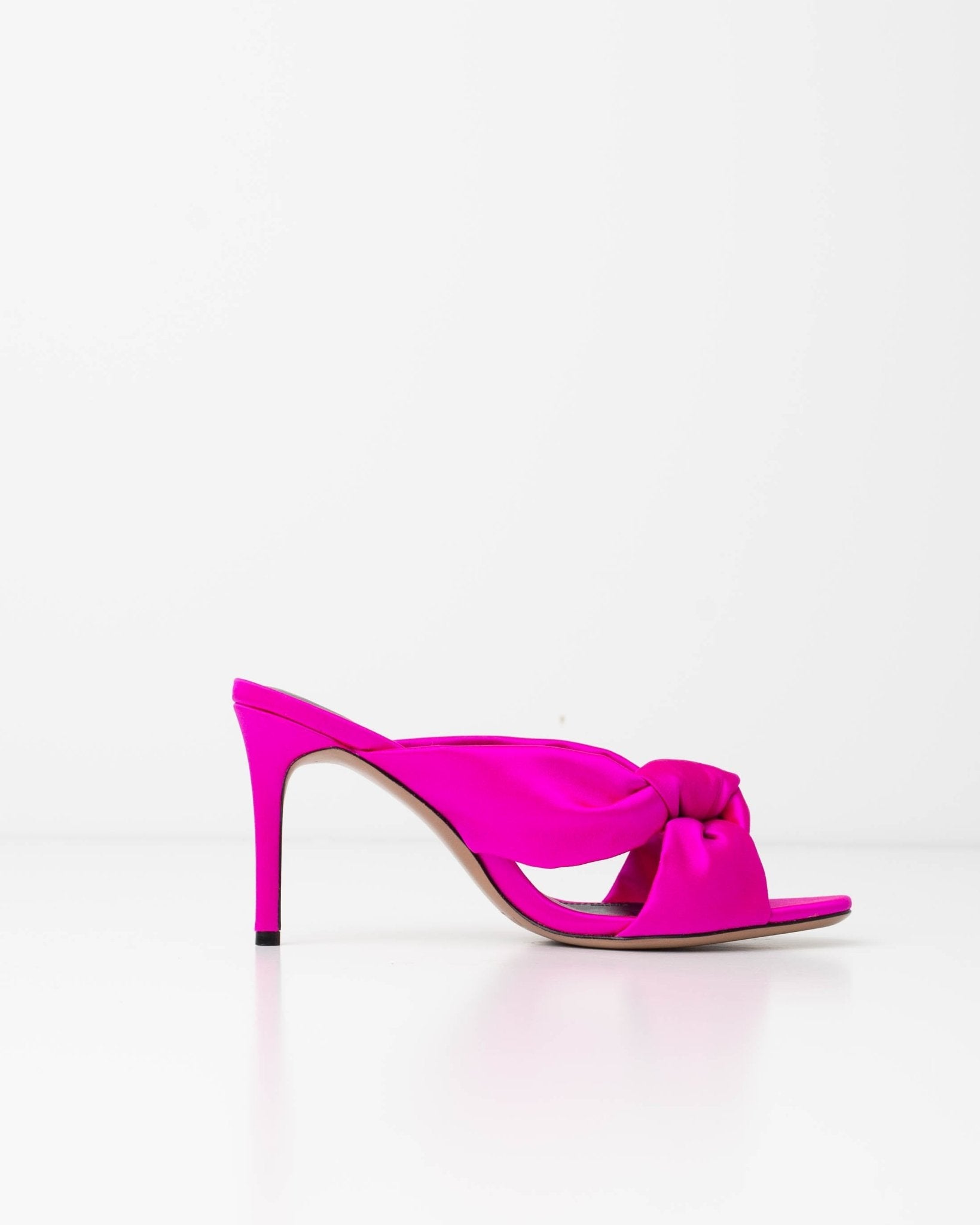 Alexandre Birman Pink Satin Bow Mule Sandals 85mm Size 37.5 | New - Wind & Song
