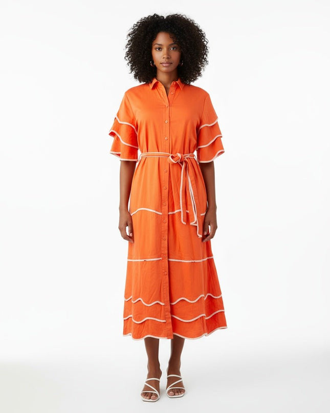 Alexis Rhodes Orange Midi Dress Size M - Wind & Song