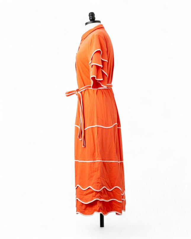 Alexis Rhodes Orange Midi Dress Size M - Wind & Song