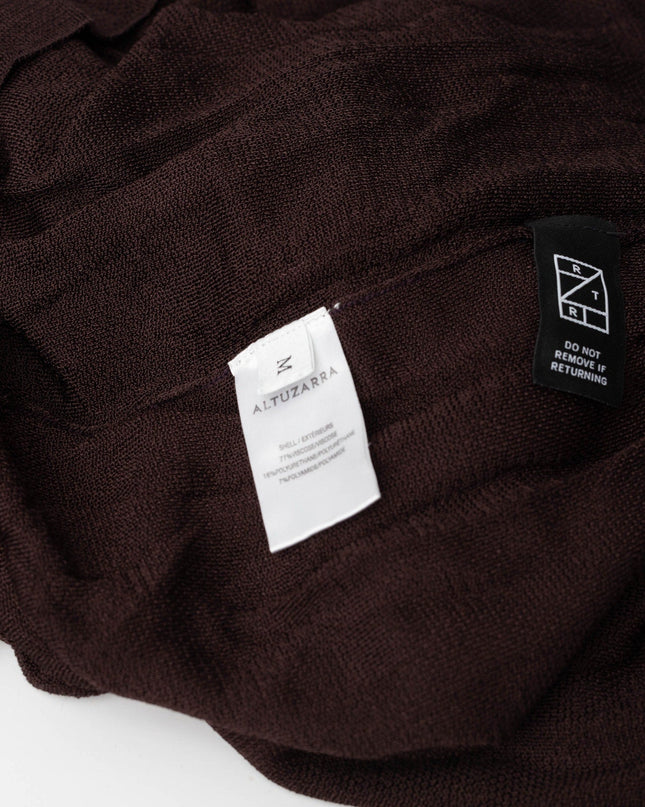 Altuzarra Knit Vivi Dress with Satin Ruffle in Charred Oak - Wind & Song