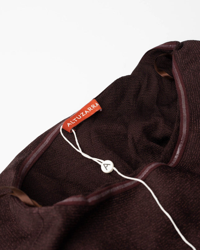 Altuzarra Knit Vivi Dress with Satin Ruffle in Charred Oak - Wind & Song