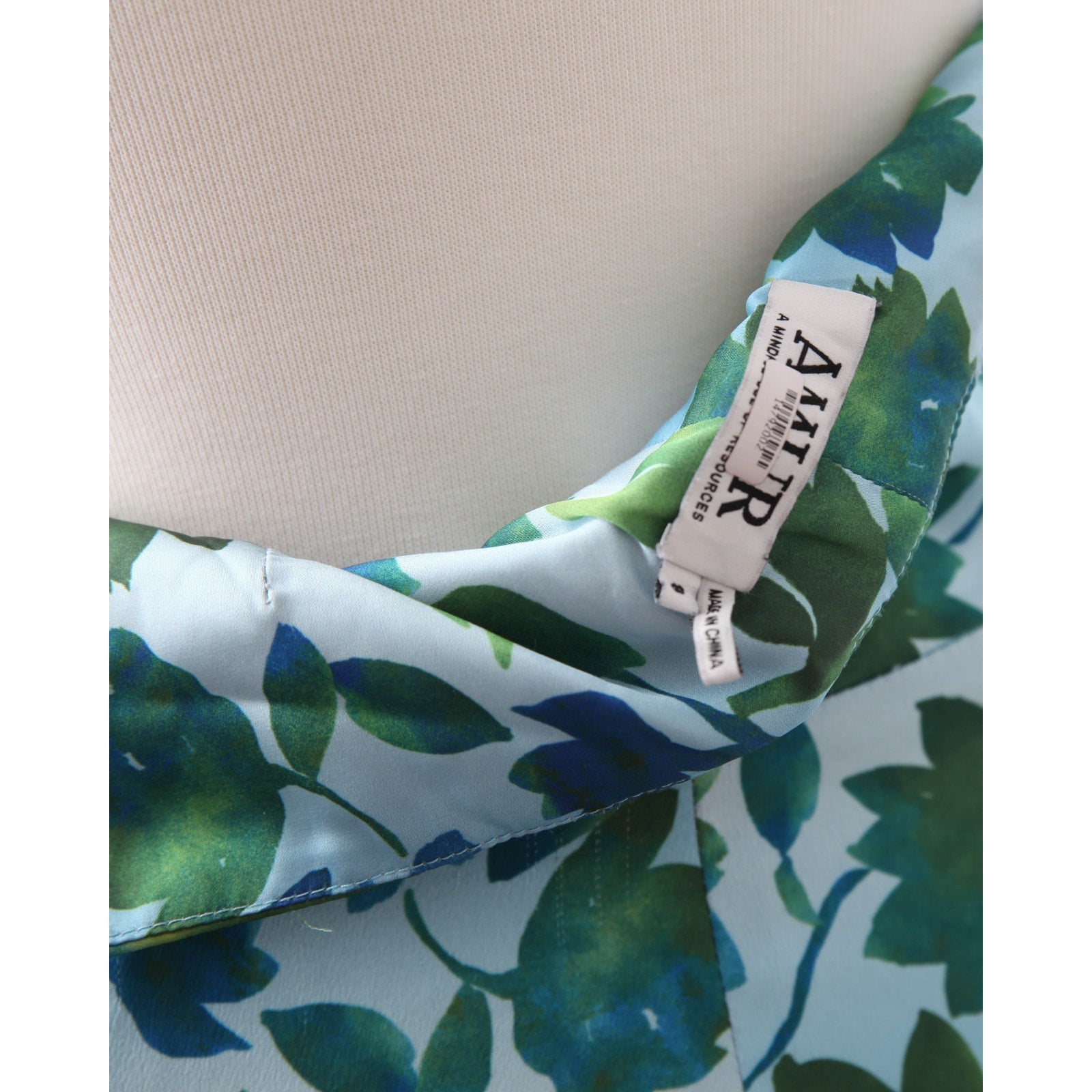 AMUR Blue Floral Halter Gown with Ruffle Detail (Size 8) - Wind & Song